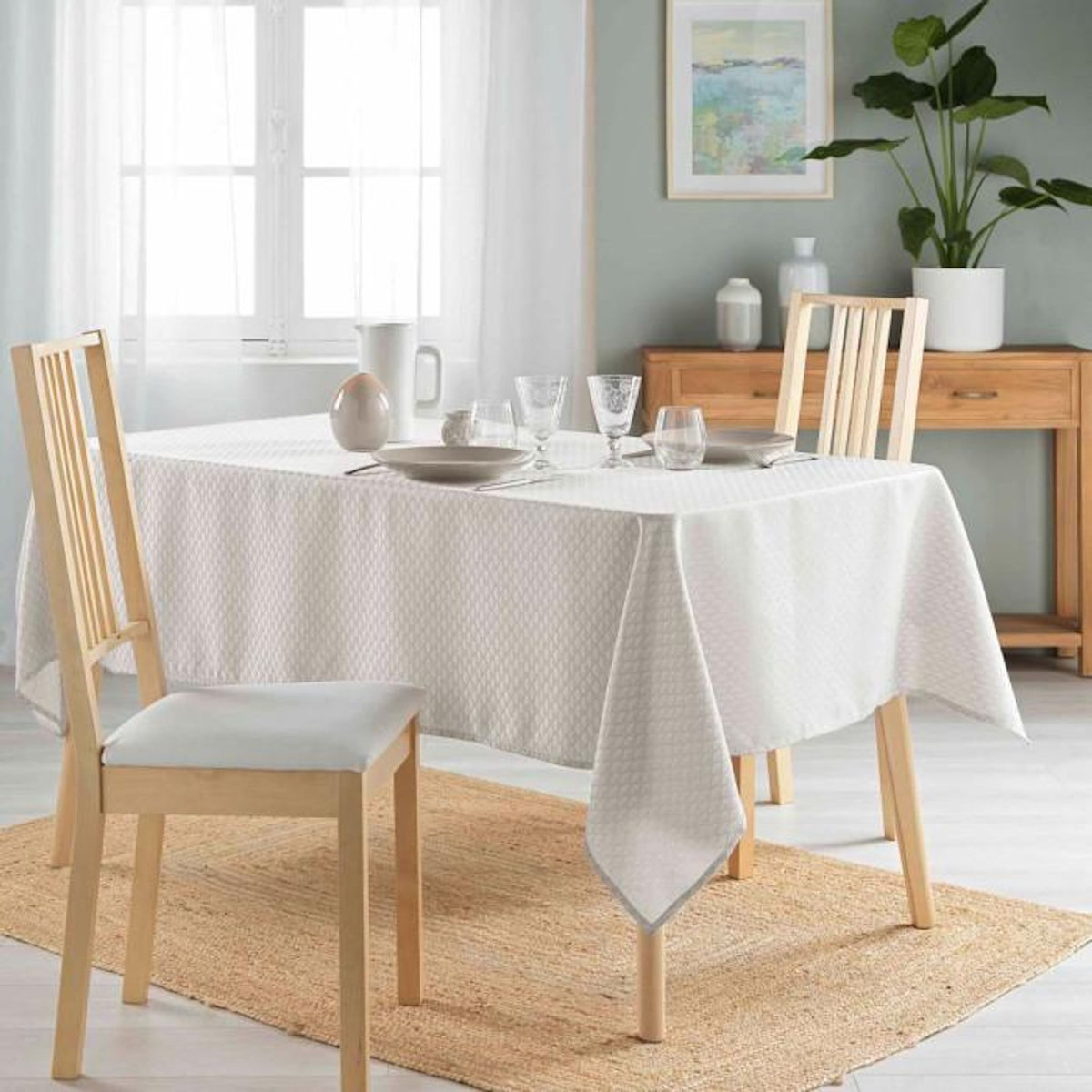 Paris Prix Nappe Jacquard Imprimé  Artea  140x240cm Taupe