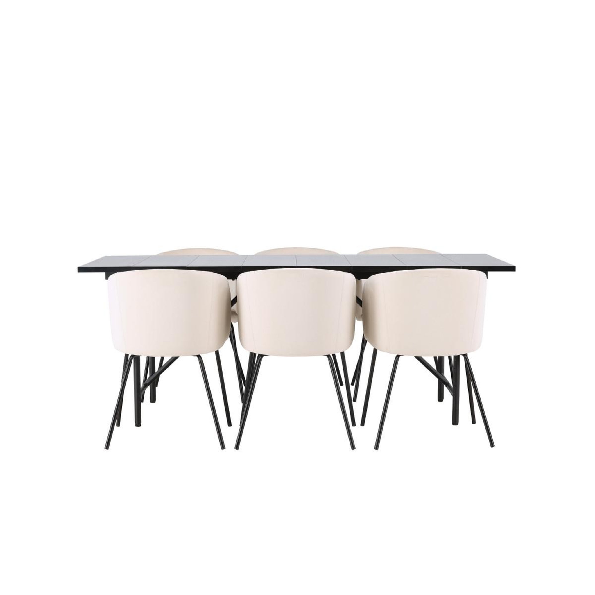 Voir la diapositive 2 : Paris Prix Ensemble table à manger & 6 chaises  astrid & berit  200cm noir & beige