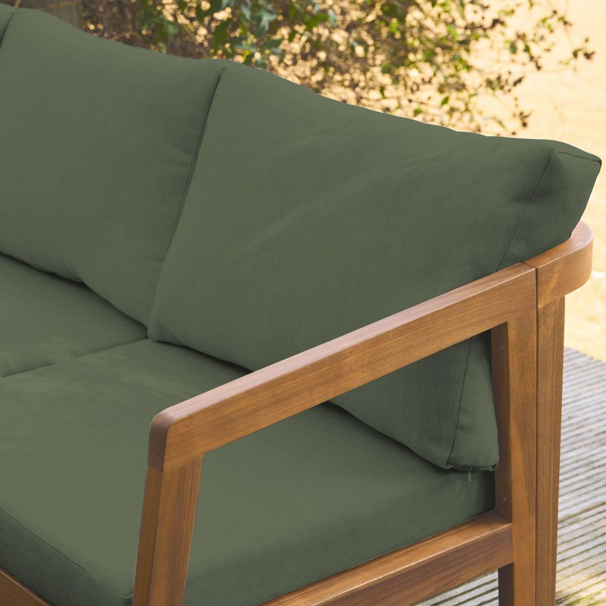 SWEEEK Salon de jardin d'angle en acacia 5 places LOBERIA CORNER, table carrée