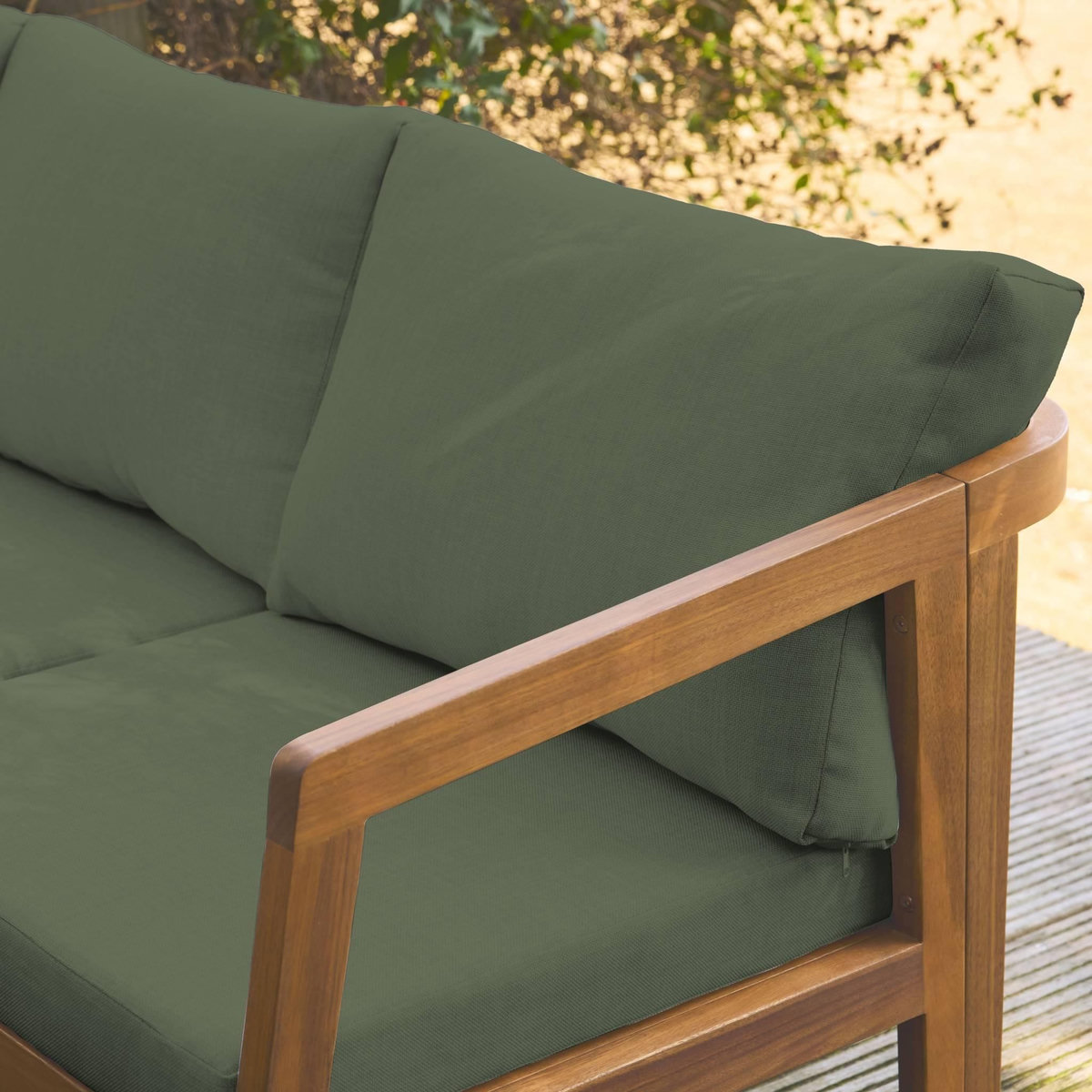 SWEEEK Salon de jardin d'angle en acacia 5 places LOBERIA CORNER, table carrée