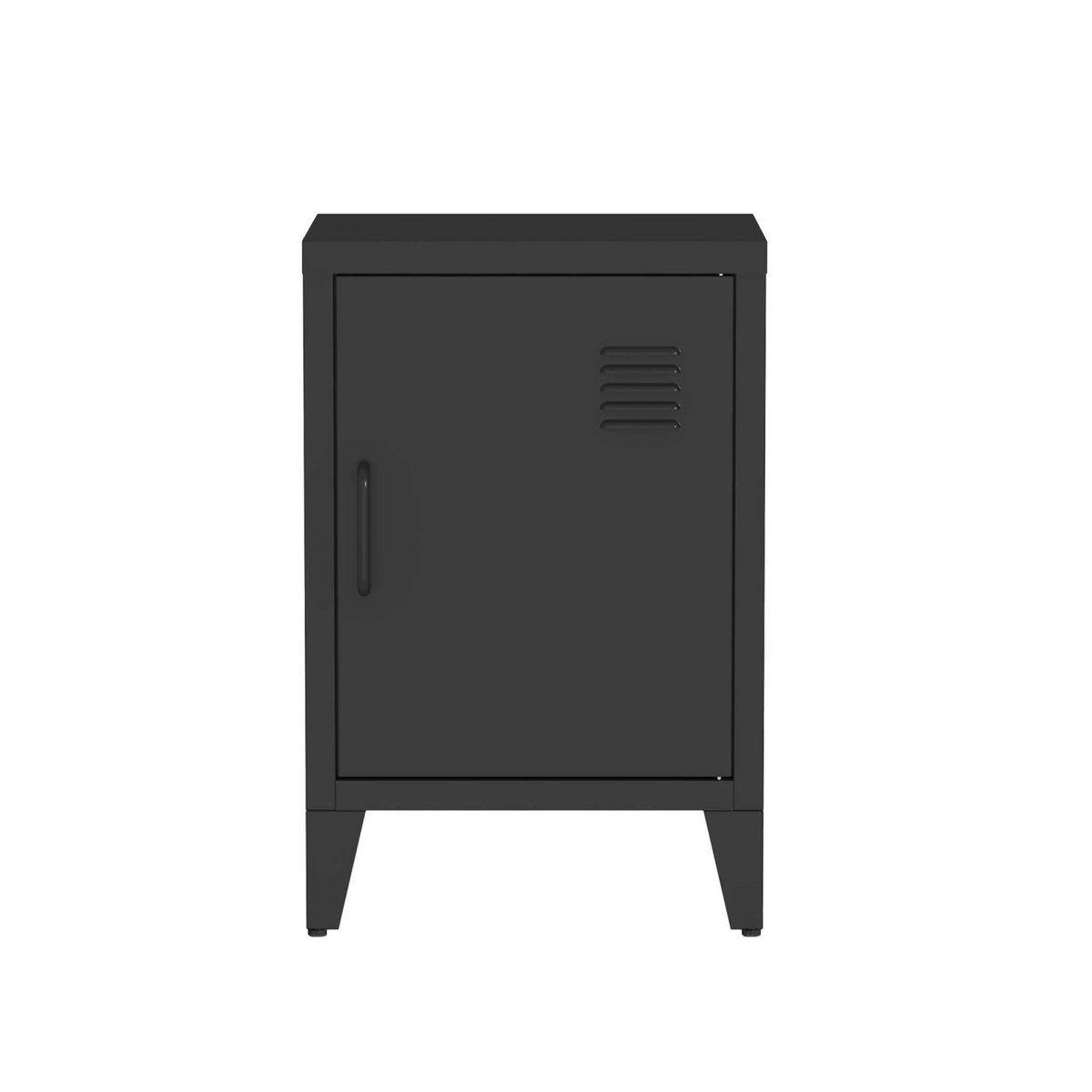SWEEEK Table de chevet en acier noir. 1 porte. casier. chambre enfant