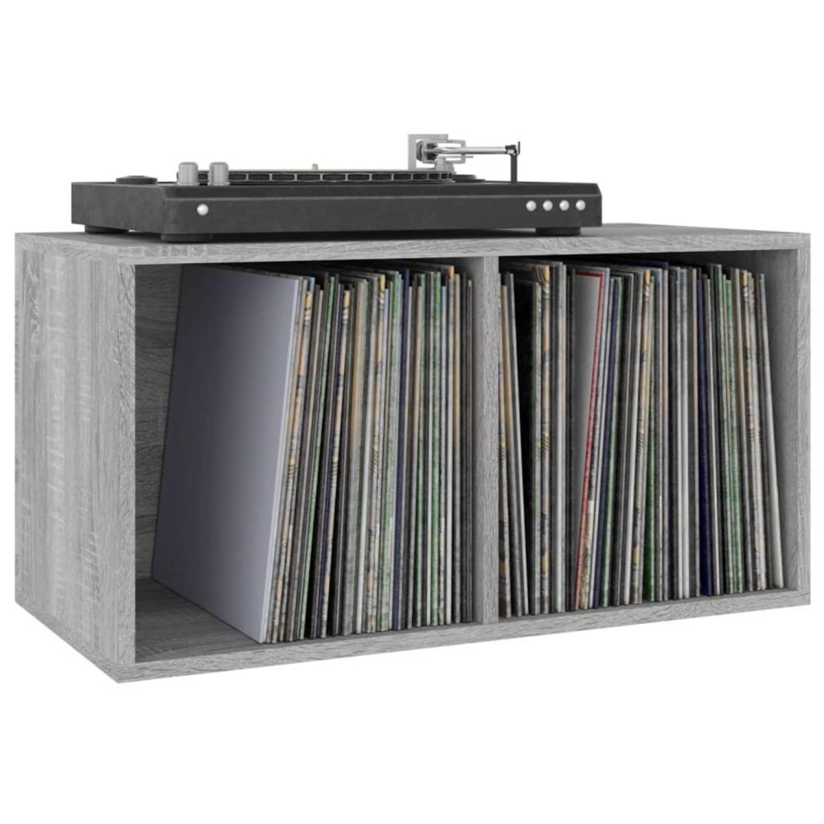 VIDAXL Boîte de rangement a disques vinyle Sonoma gris 71x34x36 cm