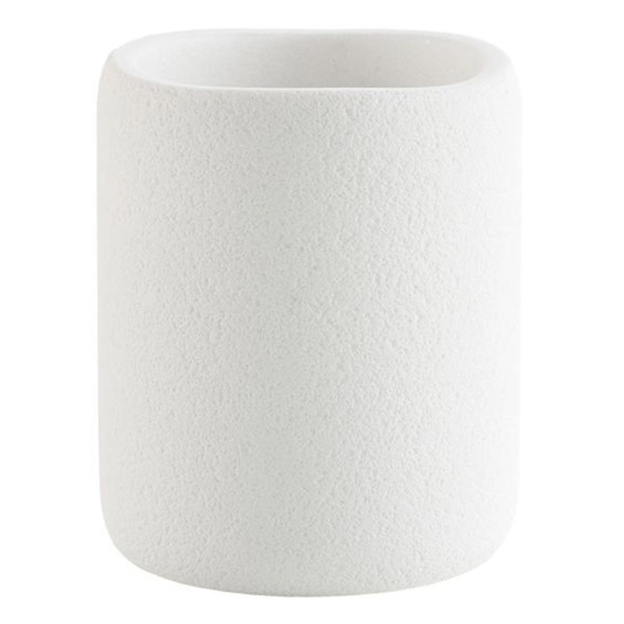 Douceur d'Intérieur Gobelet salle de bain en résine  aquamarbre  10cm blanc