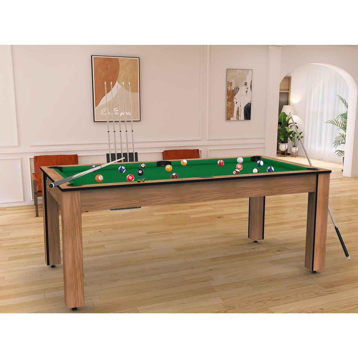 Paris Prix Table de Billard Convertible  Oregon  213cm Hêtre & Vert