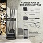 Voir la diapositive 4 : OUTSUNNY Serviteur de cheminée moderne 5 pièces - balai, pelle, pince, tisonnier, seau - métal noir