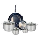 ELO Ensemble de 2 Poêles de cuisson 20 et 32 cm et 4 faitouts 12, 14, 20 et 24 cm Elo Prima Brillant