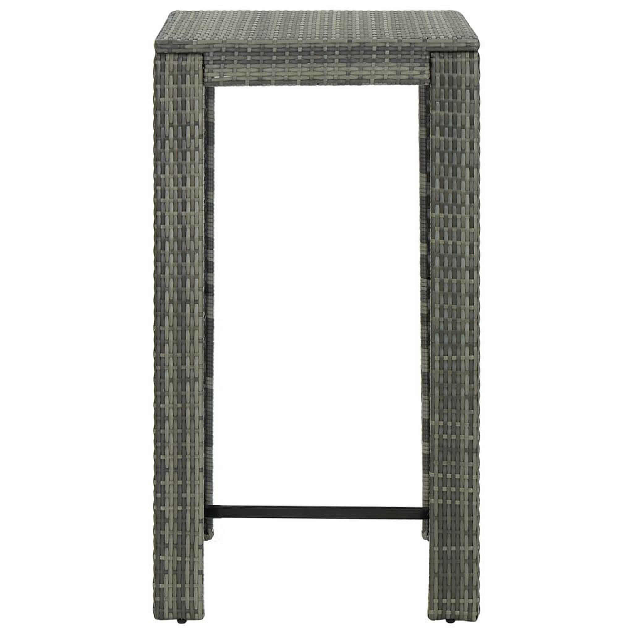 Voir la diapositive 2 : VIDAXL Table de bar de jardin Gris 60,5x60,5x110,5 cm Resine tressee