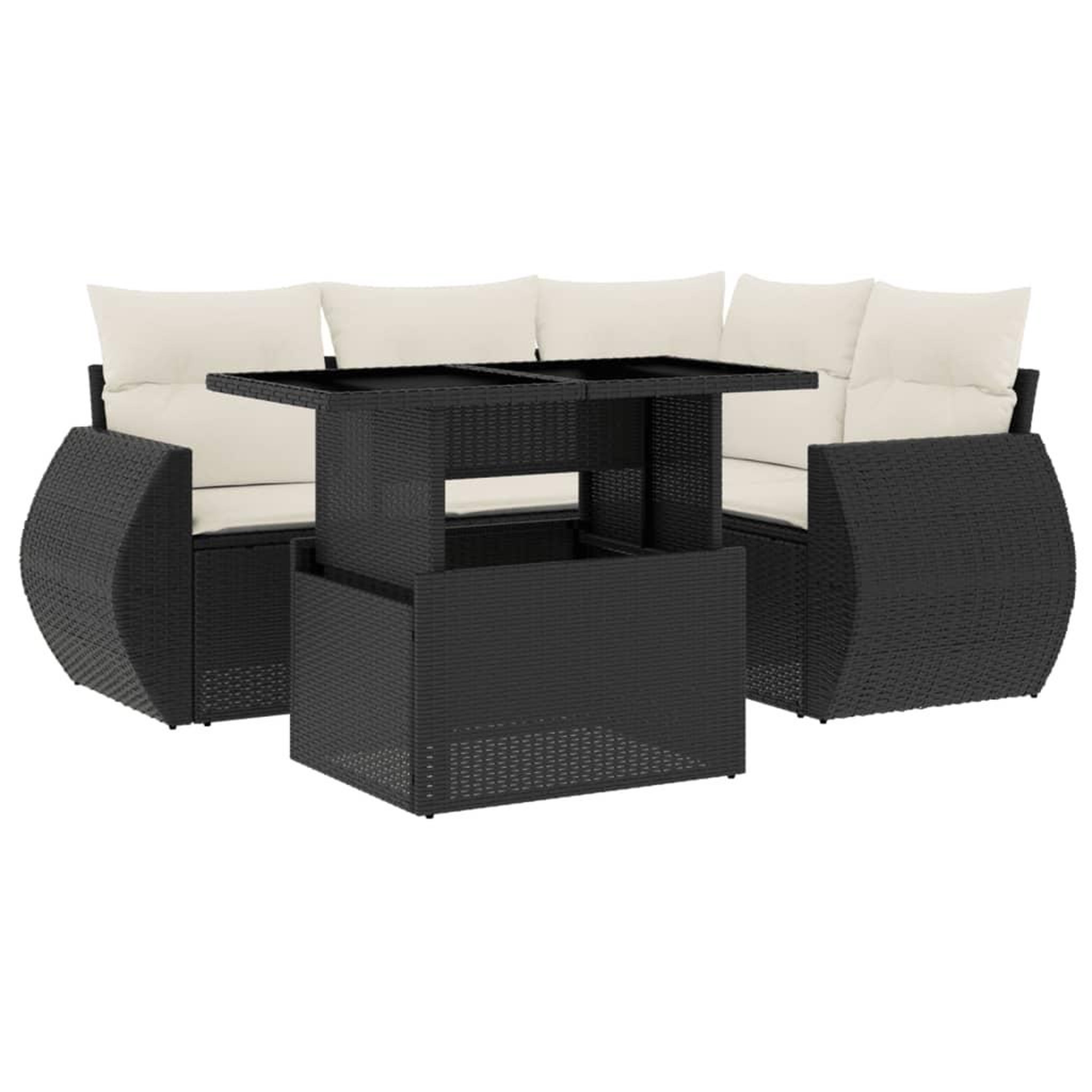 Voir la diapositive 2 : VIDAXL Salon de jardin 5 pcs avec coussins noir resine tressee