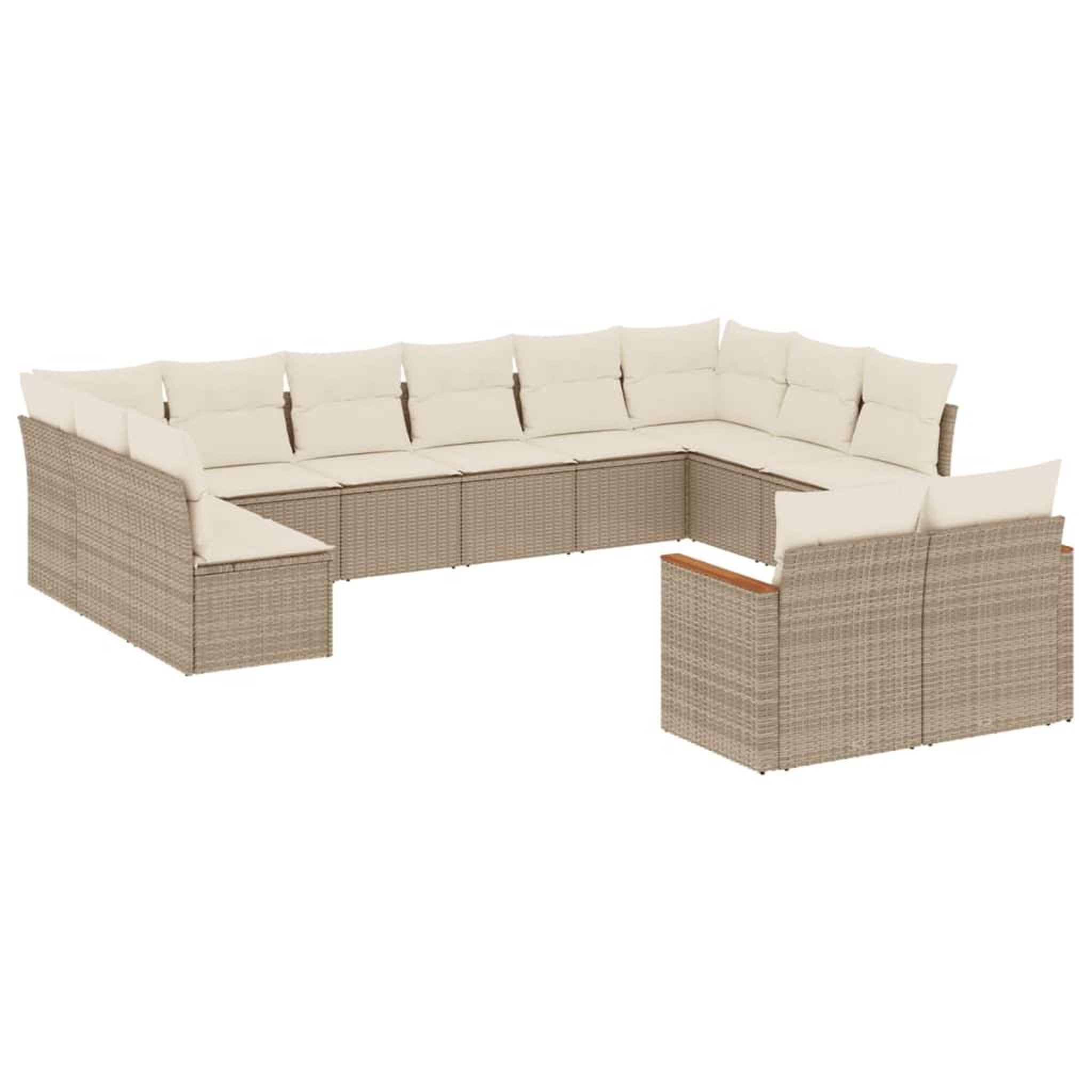 Voir la diapositive 2 : VIDAXL Salon de jardin avec coussins 12 pcs beige resine tressee