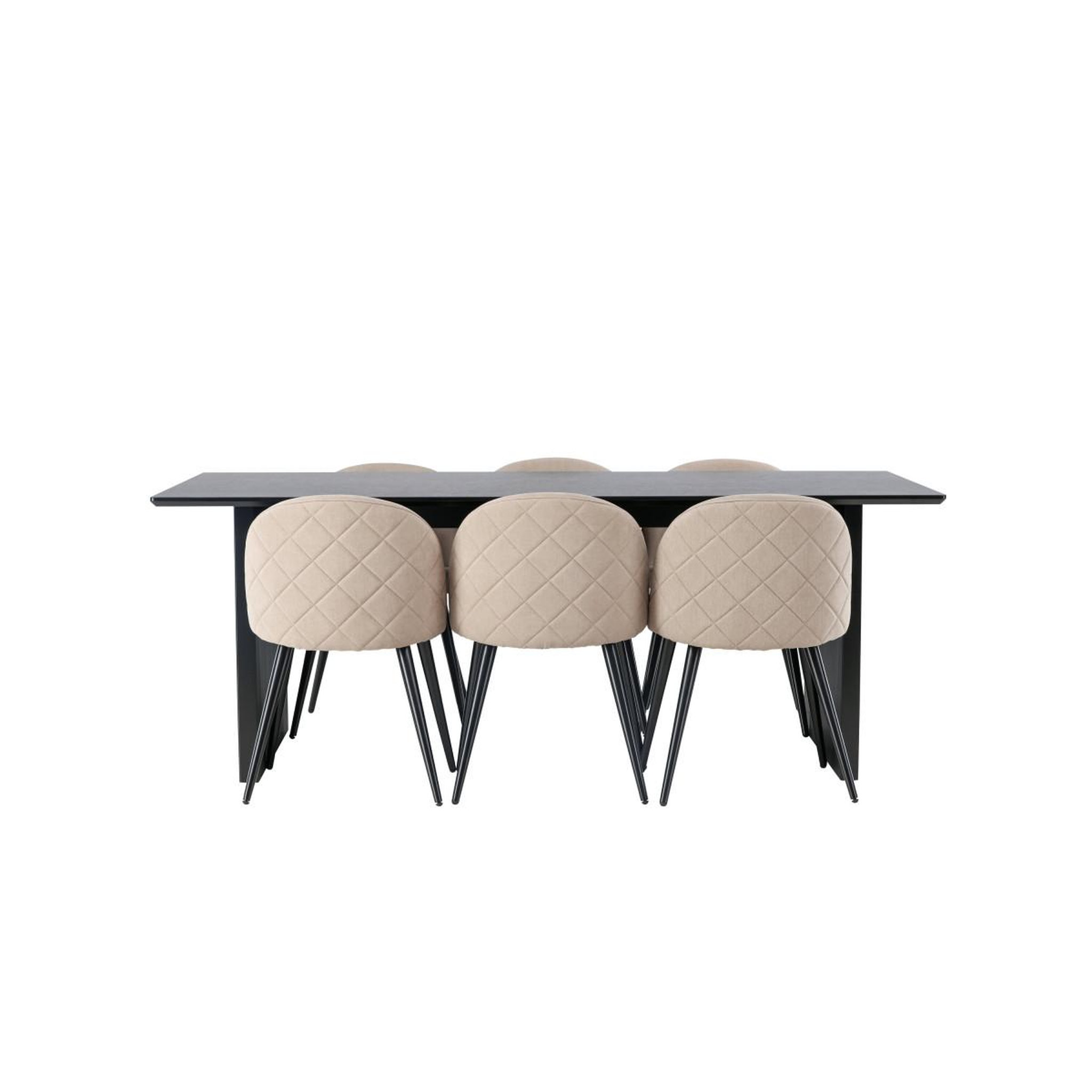 Voir la diapositive 2 : Paris Prix Ensemble table à manger & 6 chaises  vail & velvet  200cm beige & noir