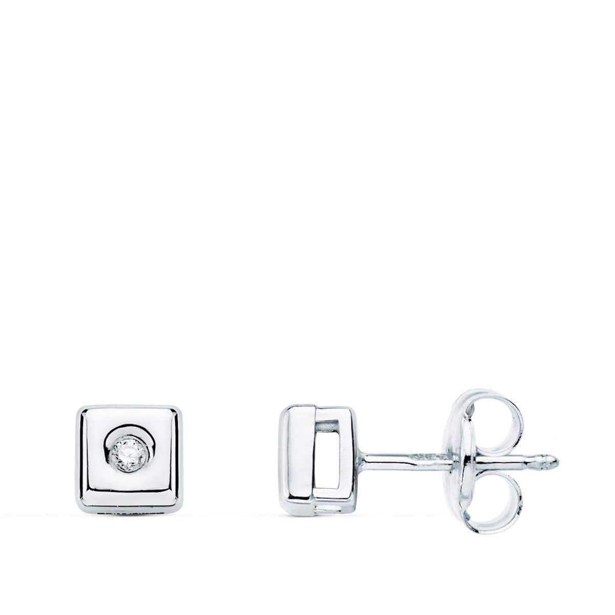 L'ATELIER D'AZUR Boucles d'Oreilles Solitaires Diamants de Synthèse 0.03 Carats - Or 18 Carats 750 Blanc