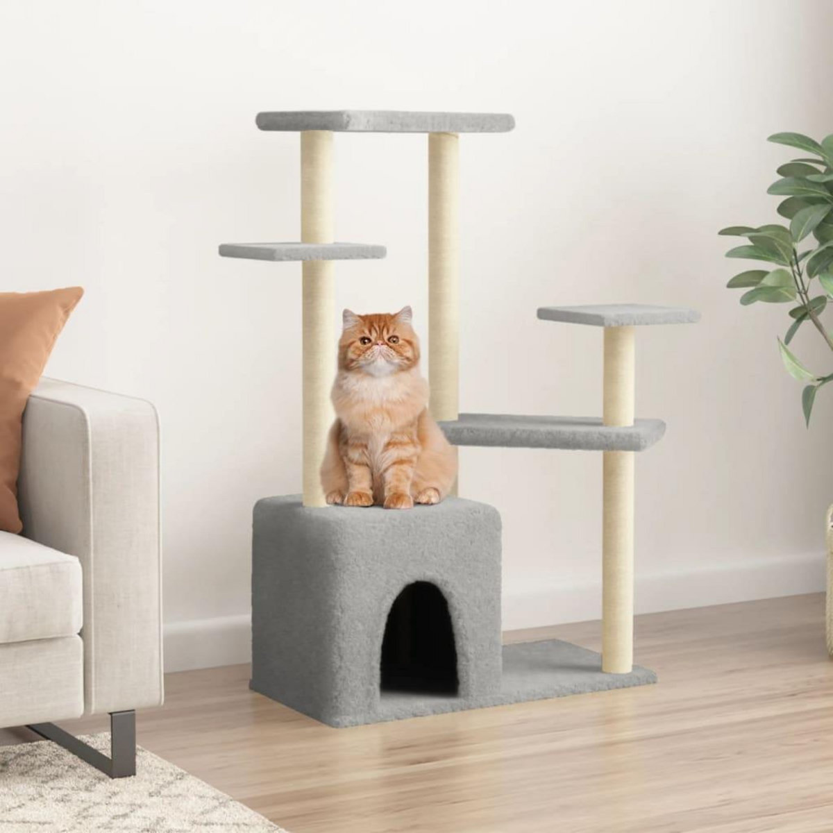VIDAXL Arbre a chat avec griffoirs en sisal gris clair 107,5 cm
