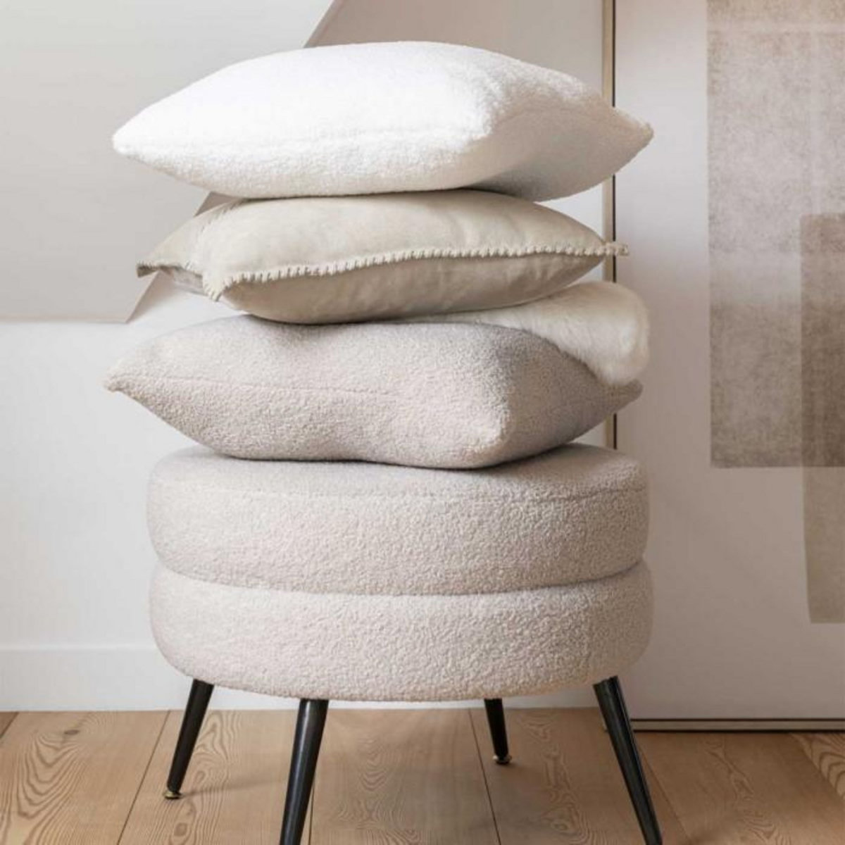 Paris Prix Coussin Déco  Teddy  45x45cm Blanc