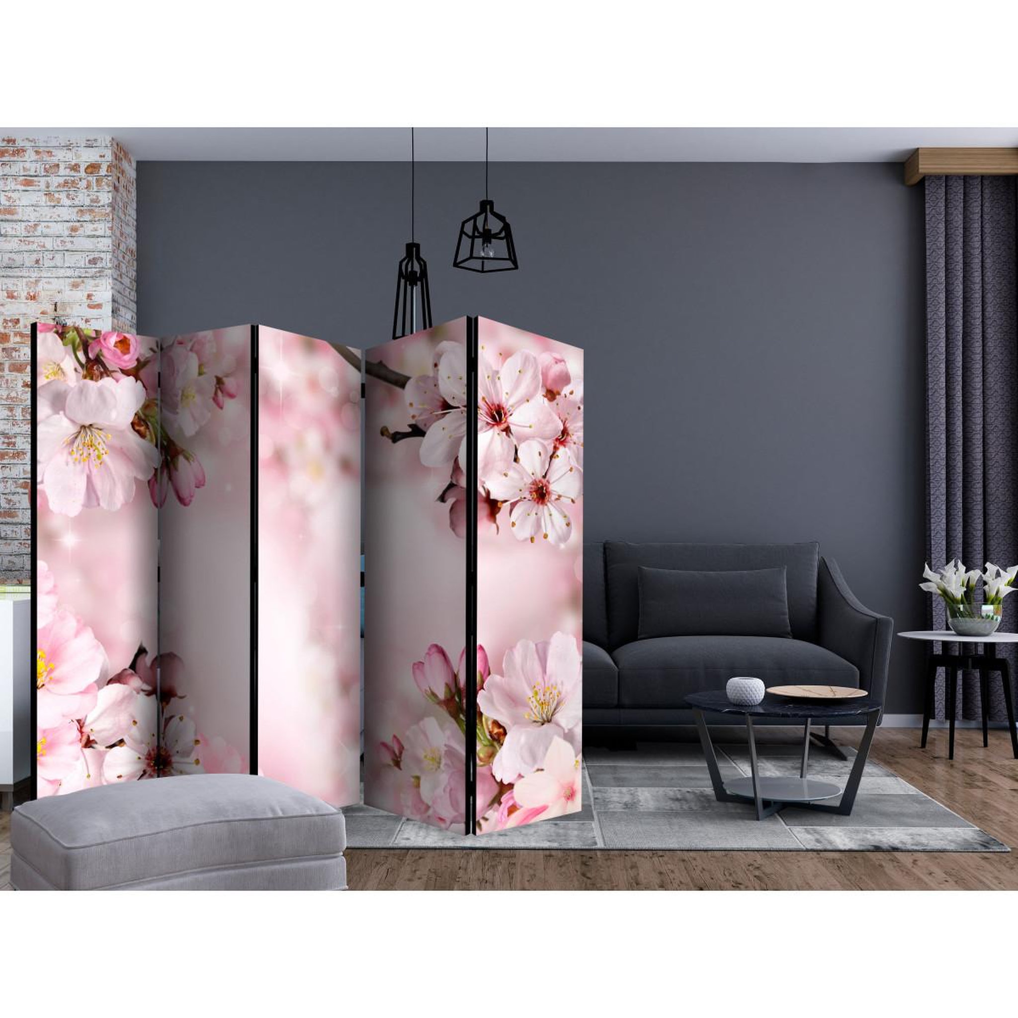 Voir la diapositive 2 : Paris Prix Paravent 5 volets  spring cherry blossom  172x225cm