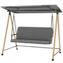 Voir la diapositive 5 : OUTSUNNY Balancelle de jardin 3 places design structure acier effet bois auvent réglable gris