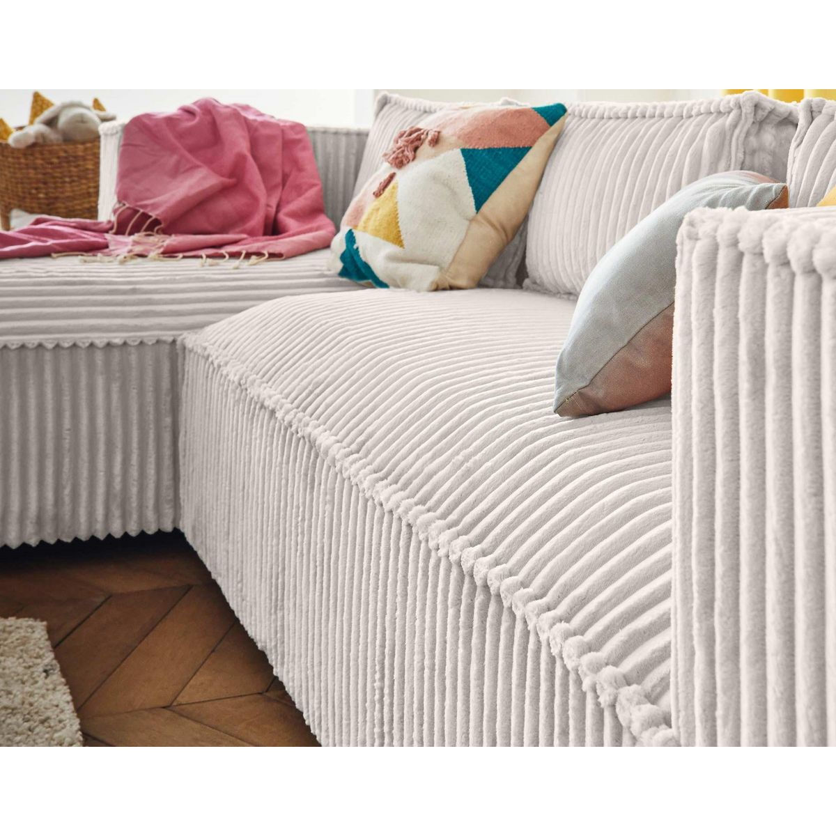 LISA DESIGN Stella - canapé d'angle gauche - 4 places - en velours côtelé grosses côtes