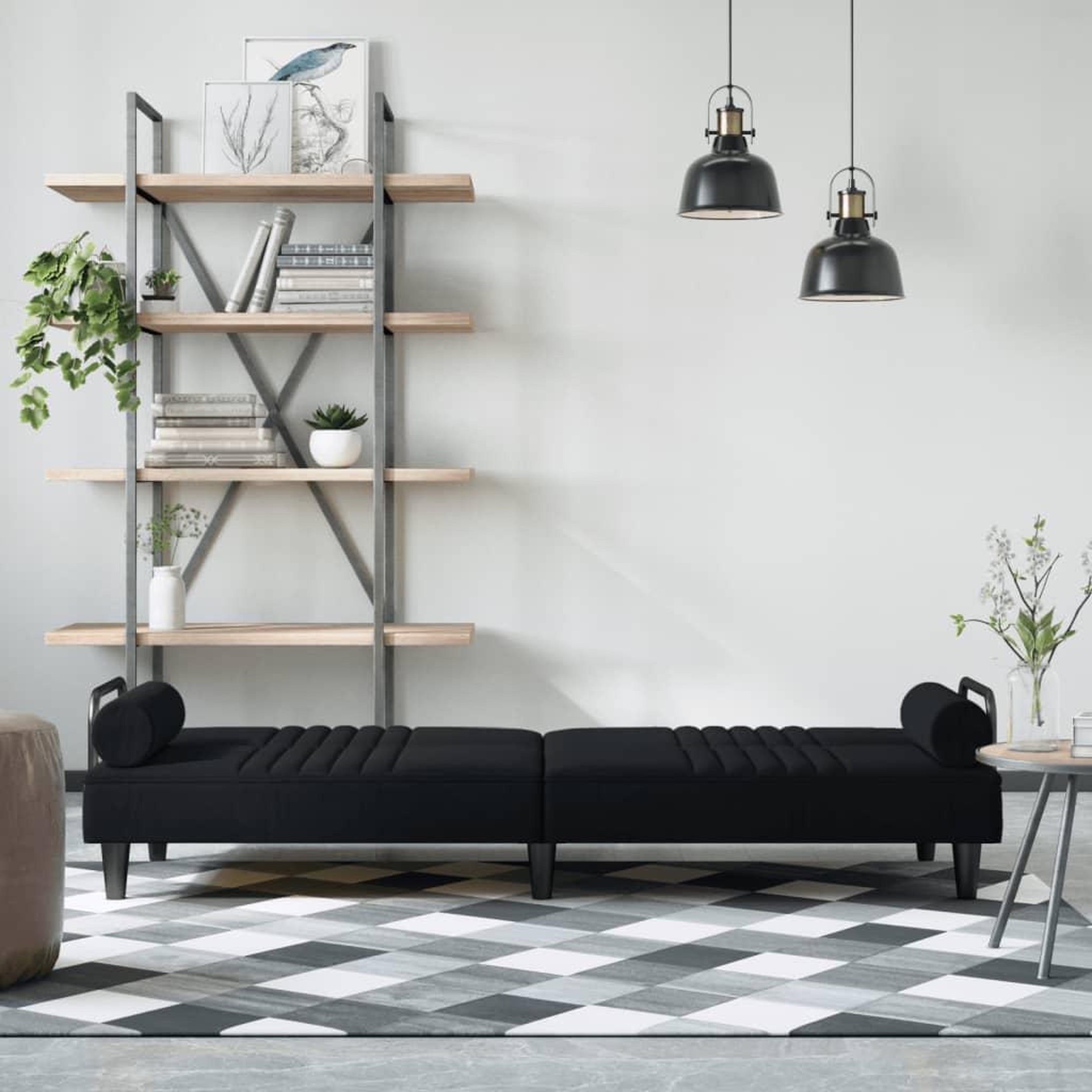 Voir la diapositive 3 : VIDAXL Canape-lit avec accoudoirs noir velours