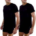 PIERRE CARDIN Lot de 2 t-shirts homme col rond avec broderie sur la poitrine. Coloris disponibles : Noir