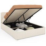 ID MARKET Lit coffre double BRADFORD avec tête de lit et sommier 140 x 190 cm tissu bouclette