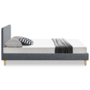 Voir la diapositive 6 : ID MARKET Lit double scandinave BALTA avec tête de lit et sommier 140 x 190 cm tissu gris anthracite