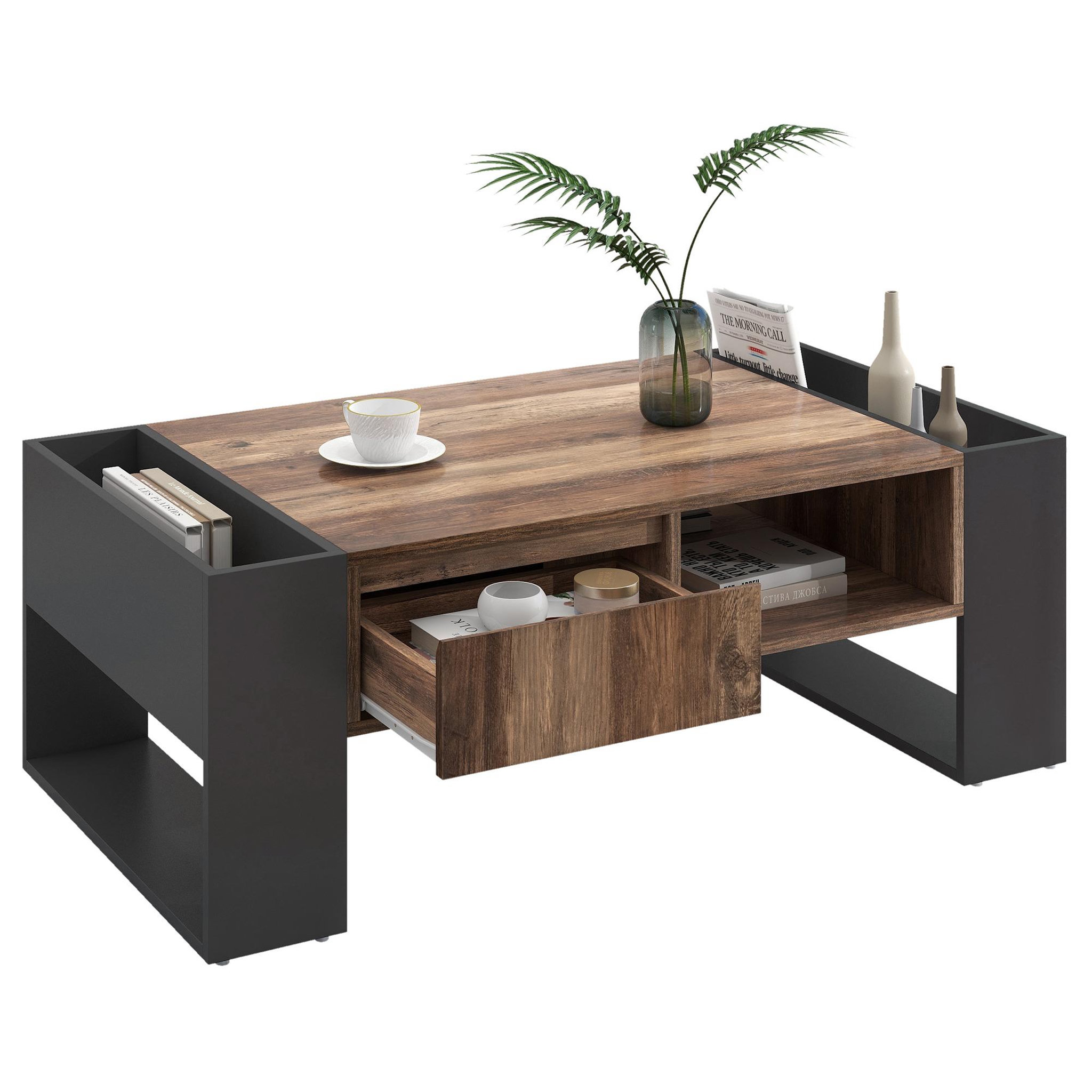 MERAX Table Basse 111 X 40 X 60 Cm Marron