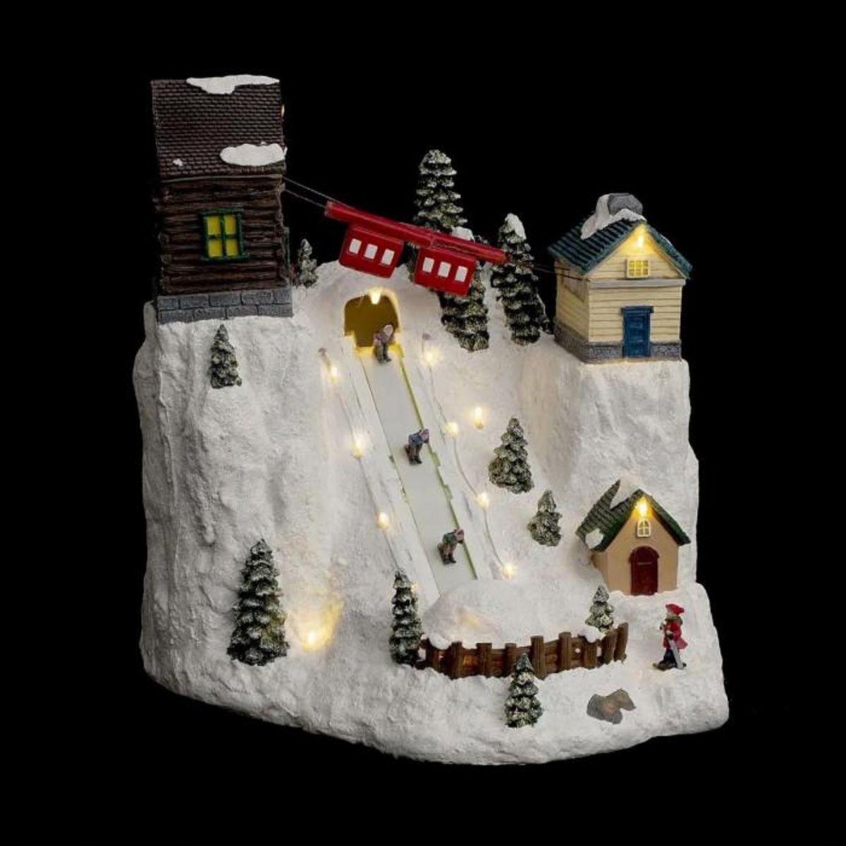 FEERIC LIGHT & CHRISTMAS Village de Noël Piste Ski  Montagne  33cm Multicolore