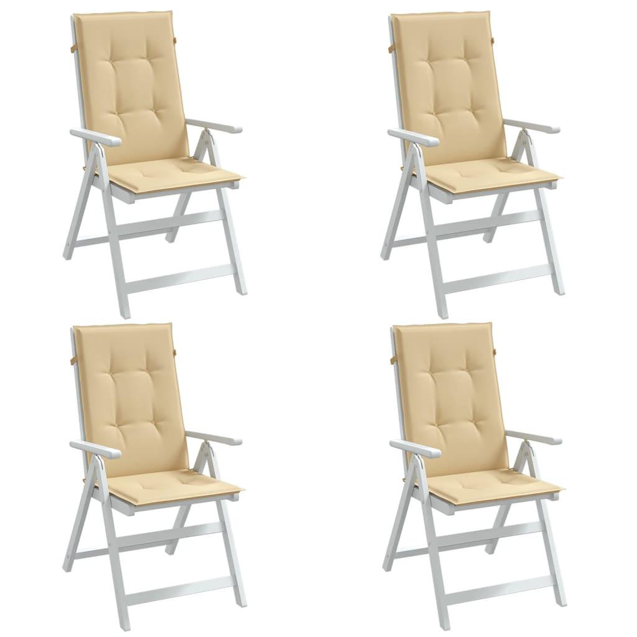 VIDAXL Coussins de chaise a dossier haut lot de 4 beige melange tissu