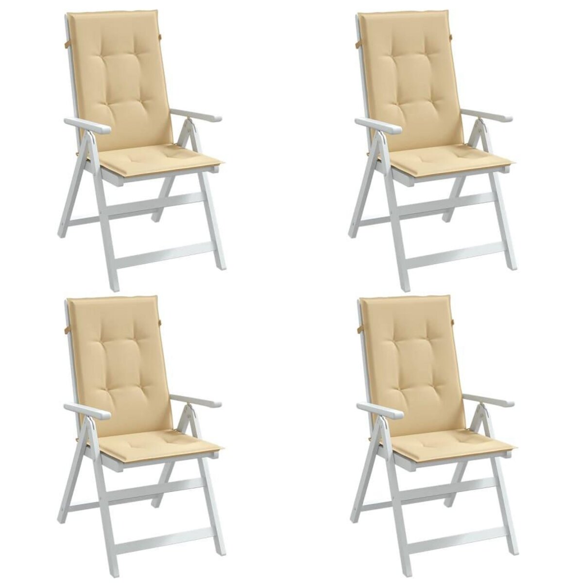 VIDAXL Coussins de chaise a dossier haut lot de 4 beige melange tissu