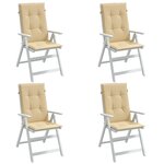 VIDAXL Coussins de chaise a dossier haut lot de 4 beige melange tissu