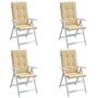 Voir la diapositive 1 : VIDAXL Coussins de chaise a dossier haut lot de 4 beige melange tissu