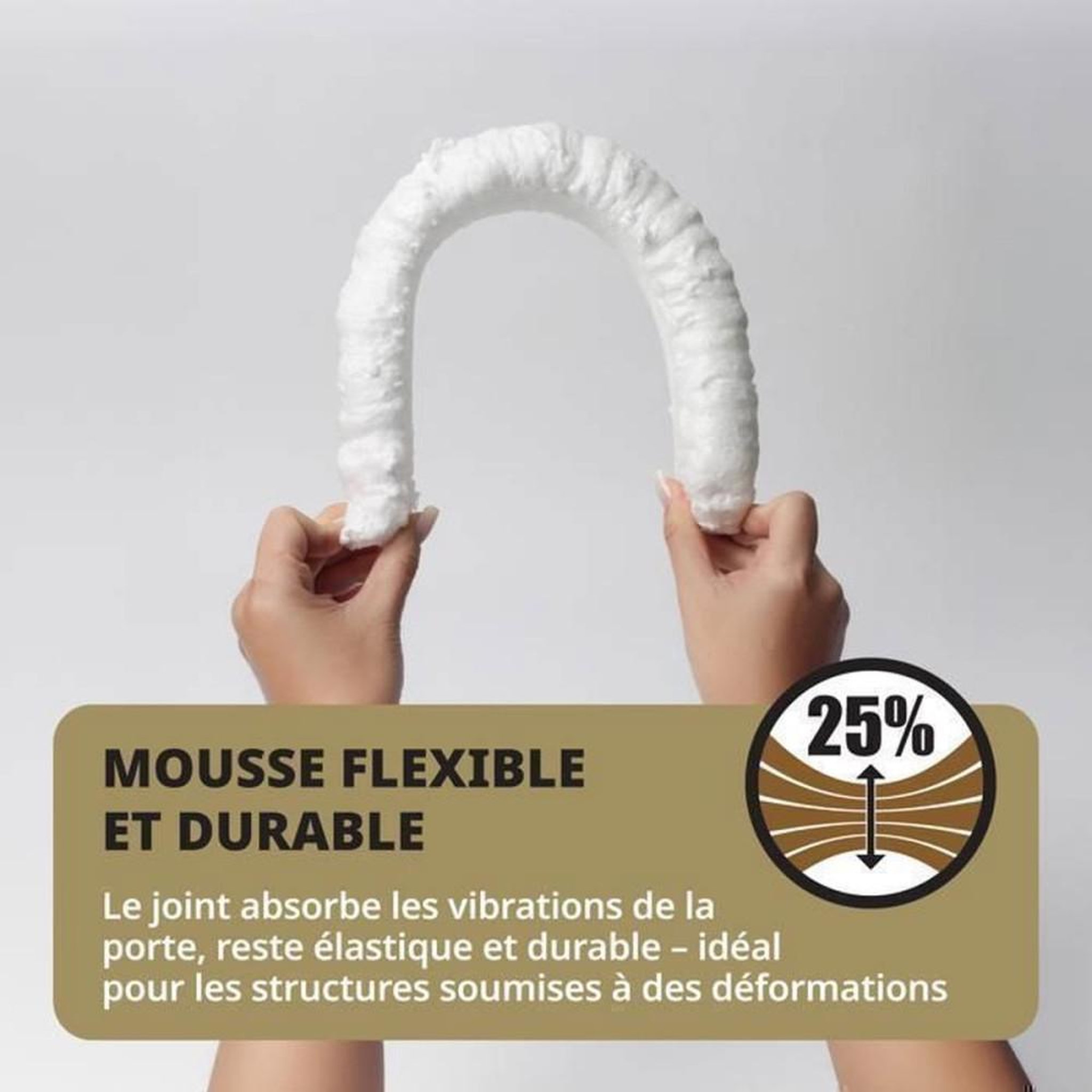 Voir la diapositive 6 : Mousse polyuréthane élastique monocomposant pour pistolet, faible expansion, 25% de mouvement, isolation et étanchéité portes-fenêtres, 750 ml