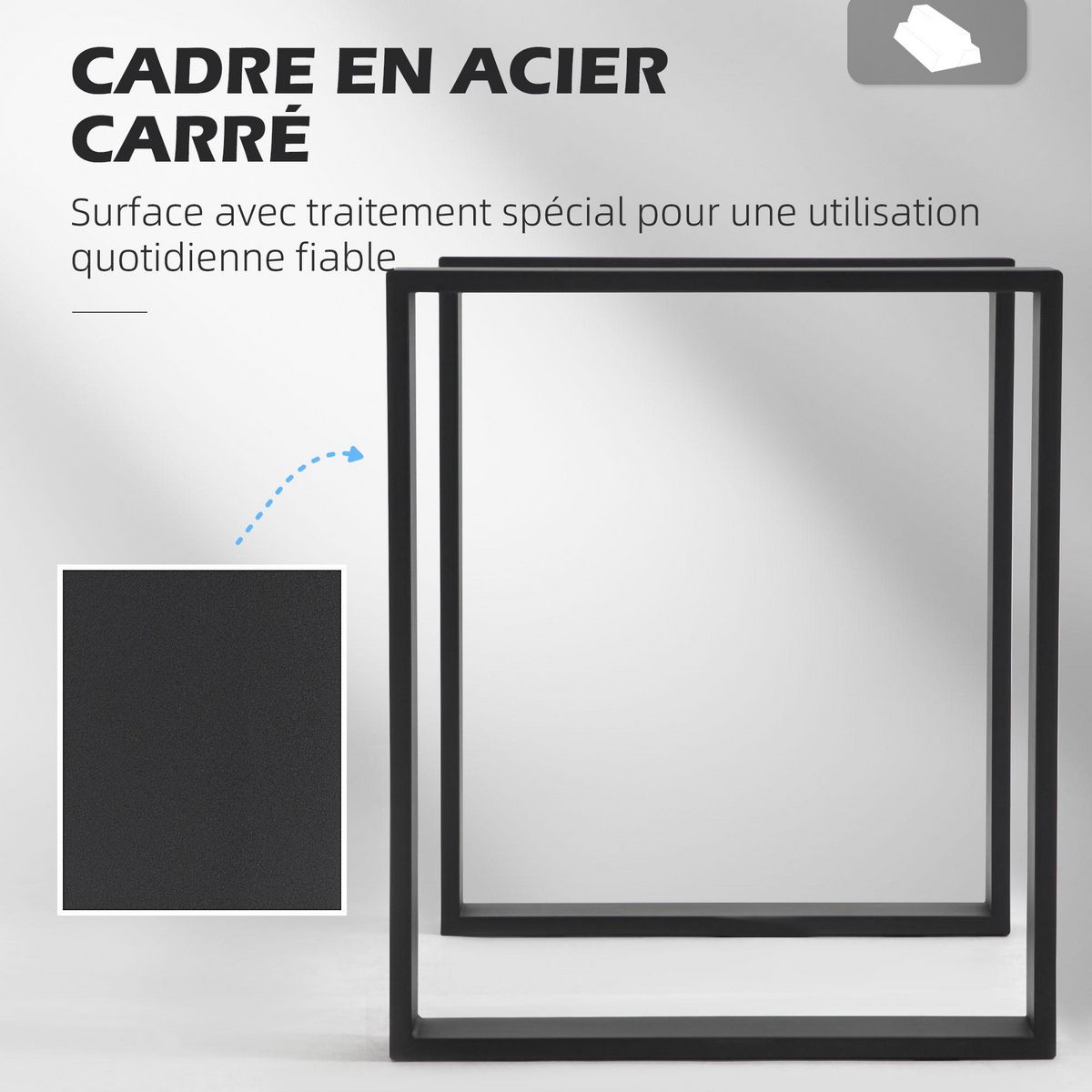 HOMCOM Lot de 2 pieds rectangulaires design contemporain - H.72 cm - acier noir