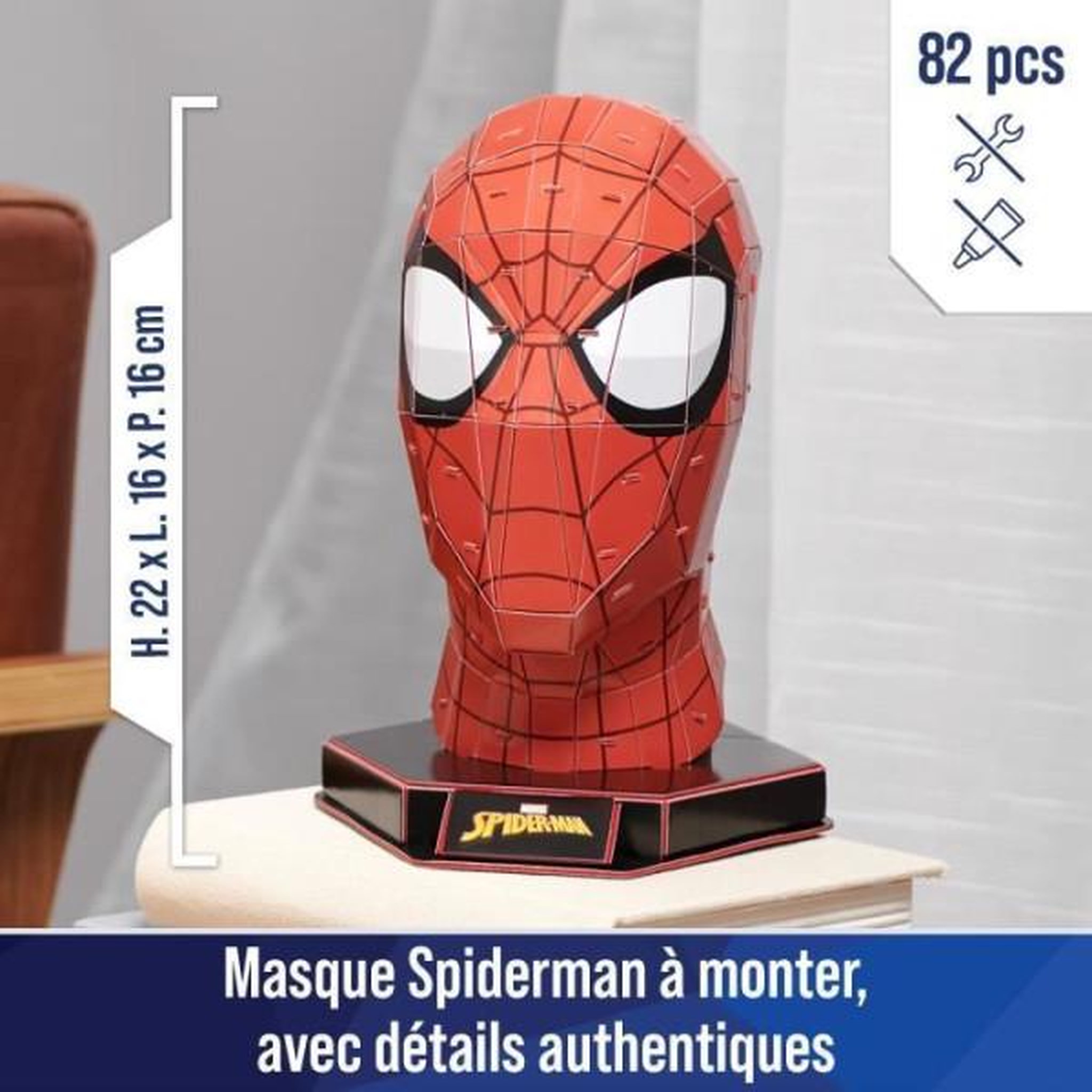 Voir la diapositive 4 : Spin Master Puzzle 4D Build enfant masque Spider-Man Marvel 3D construction sans colle – Spin Master
