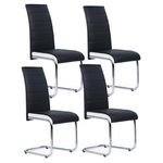 ID MARKET Lot de 4 chaises MIA noires liseré blanc pour salle à manger