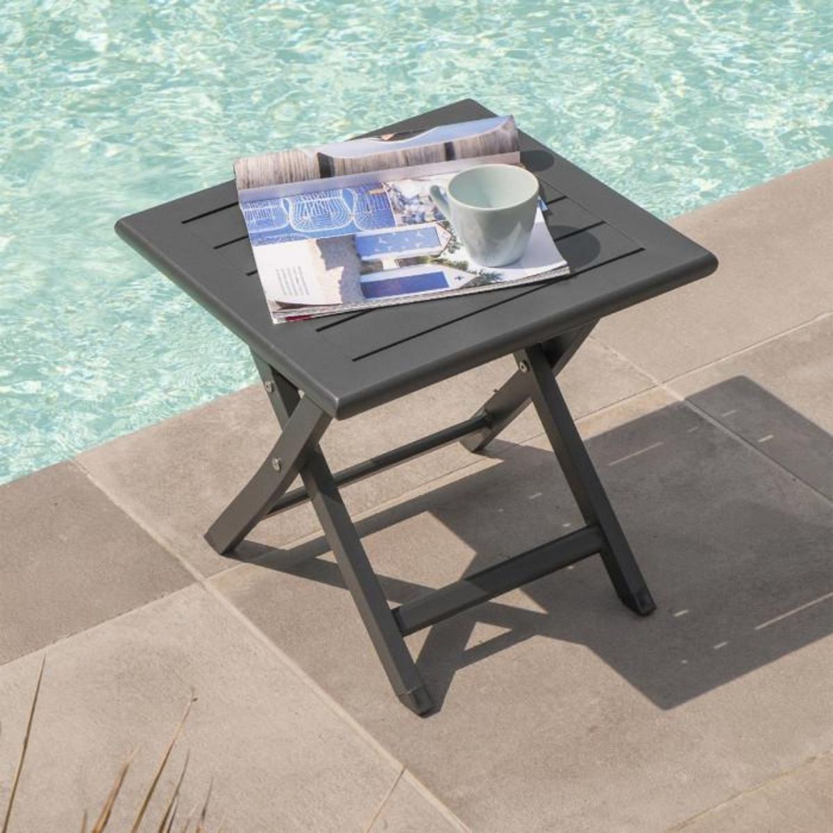 Paris Prix Table d'Appoint de Jardin Pliante  Marius  43cm Gris Anthracite