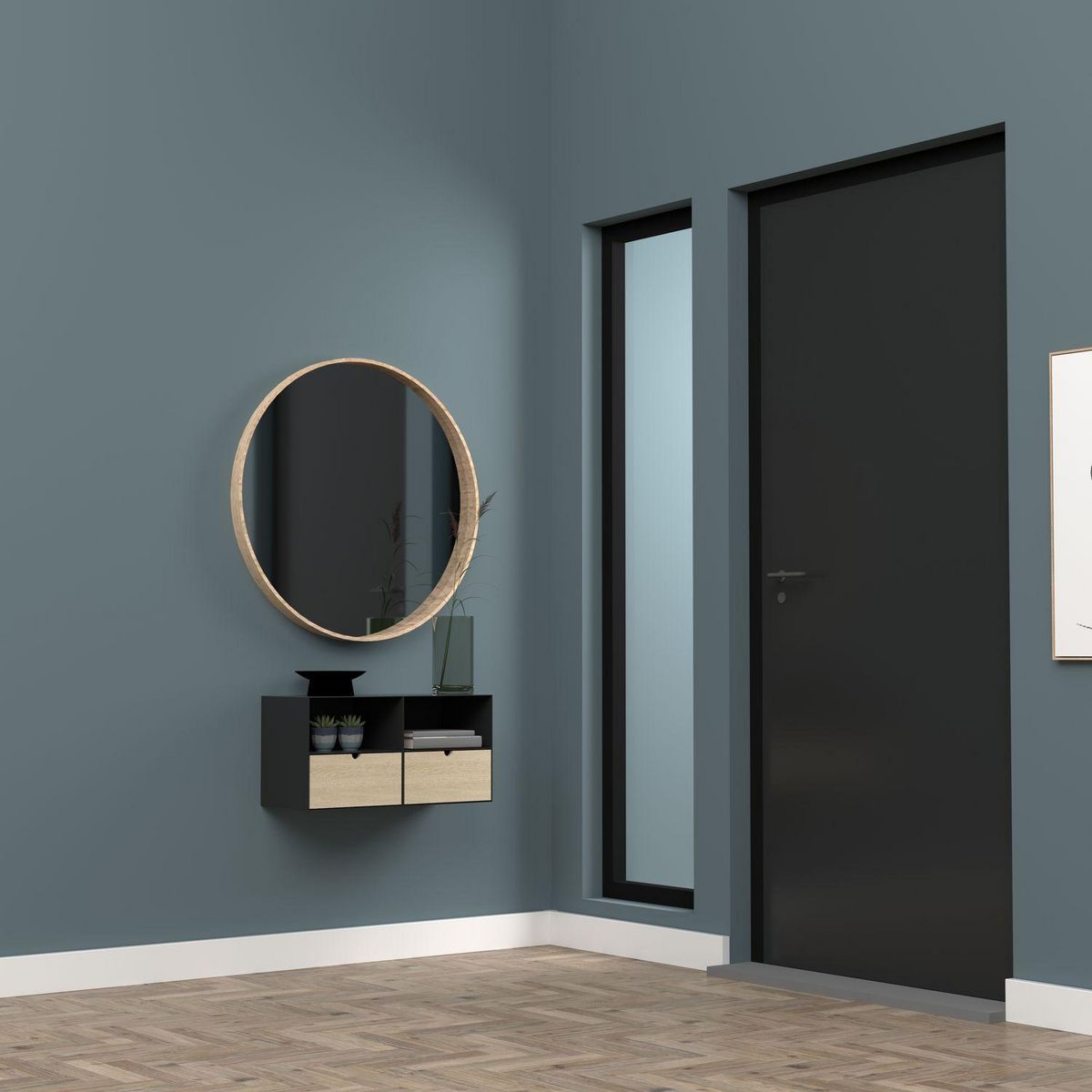 TOILINUX Table de chevet Juliette à suspendre avec 1 tiroir