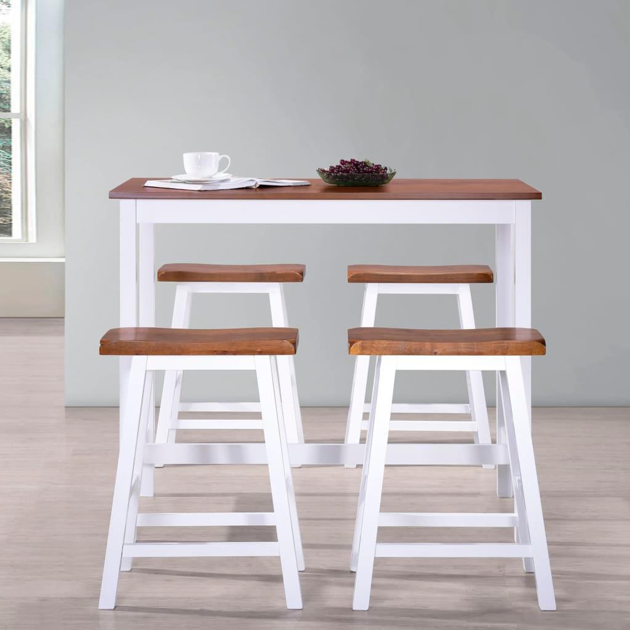 Voir la diapositive 3 : VIDAXL Table et tabouret de bar 5 pcs bois massif