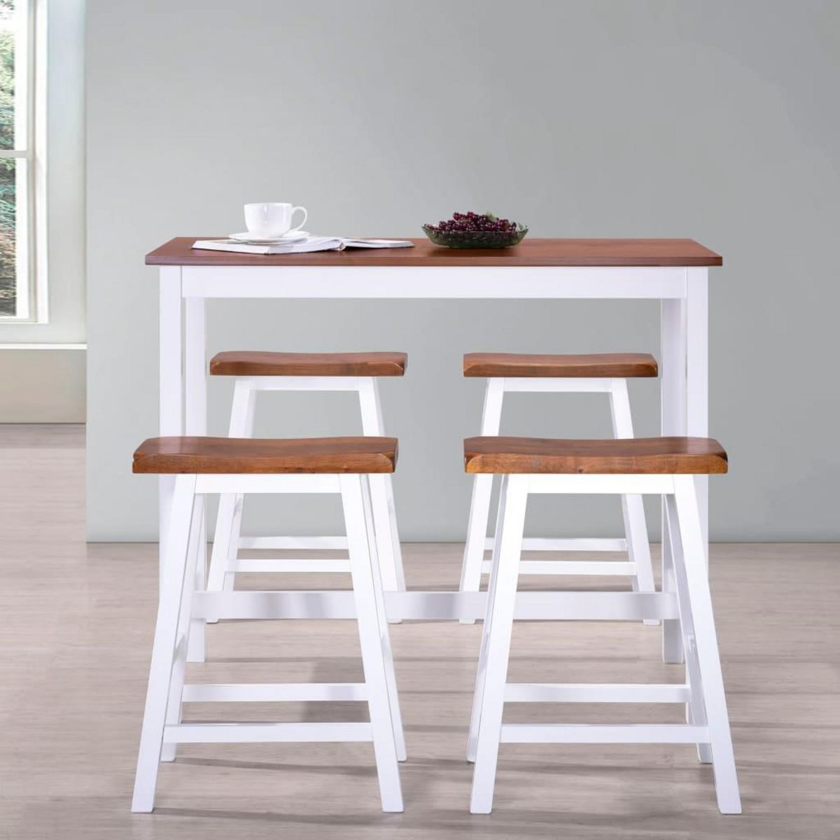 VIDAXL Table et tabouret de bar 5 pcs Bois massif