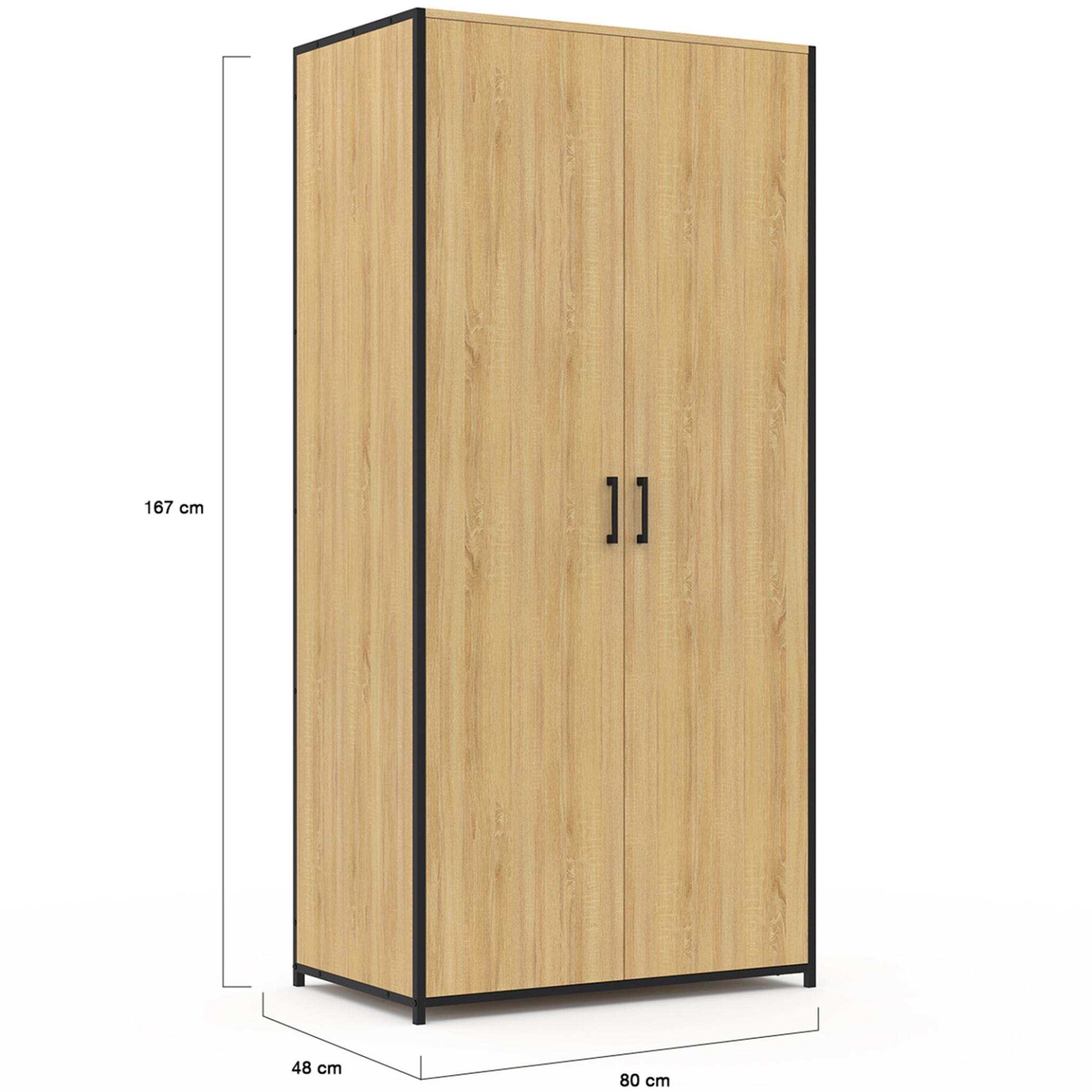 Voir la diapositive 4 : ID MARKET Armoire 2 portes detroit penderie 80 cm avec étagères rangement maxi capacité design industriel