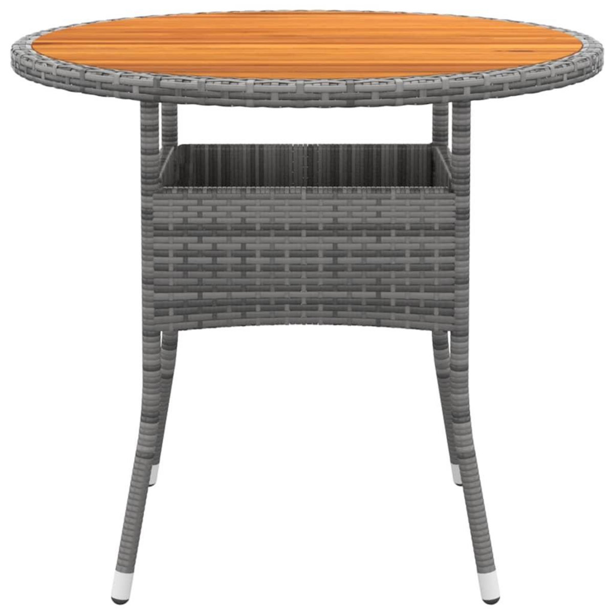 VIDAXL Table de jardin Ø80x75 cm Resine tressee et bois d'acacia Gris