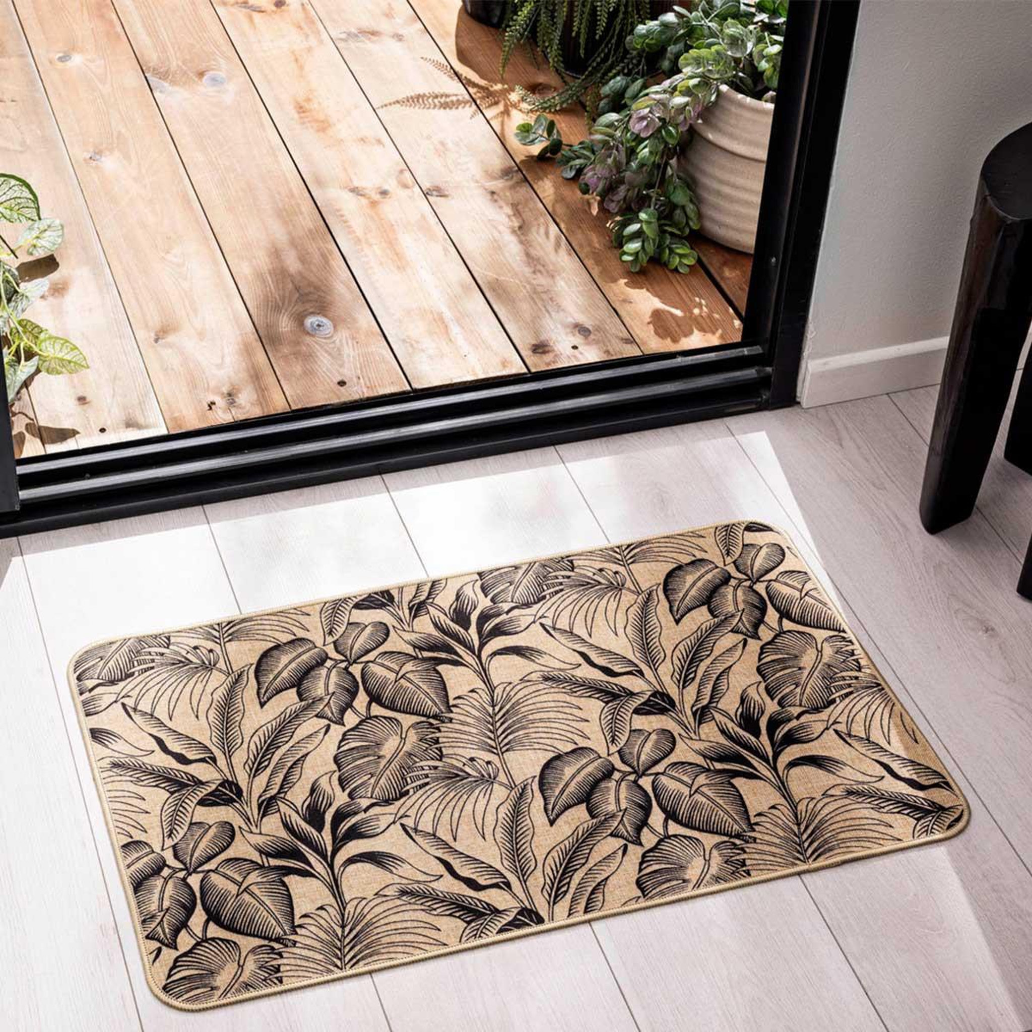 Voir la diapositive 4 : Douceur d'Intérieur Tapis déco imprimé  stylis  45x75cm naturel & noir