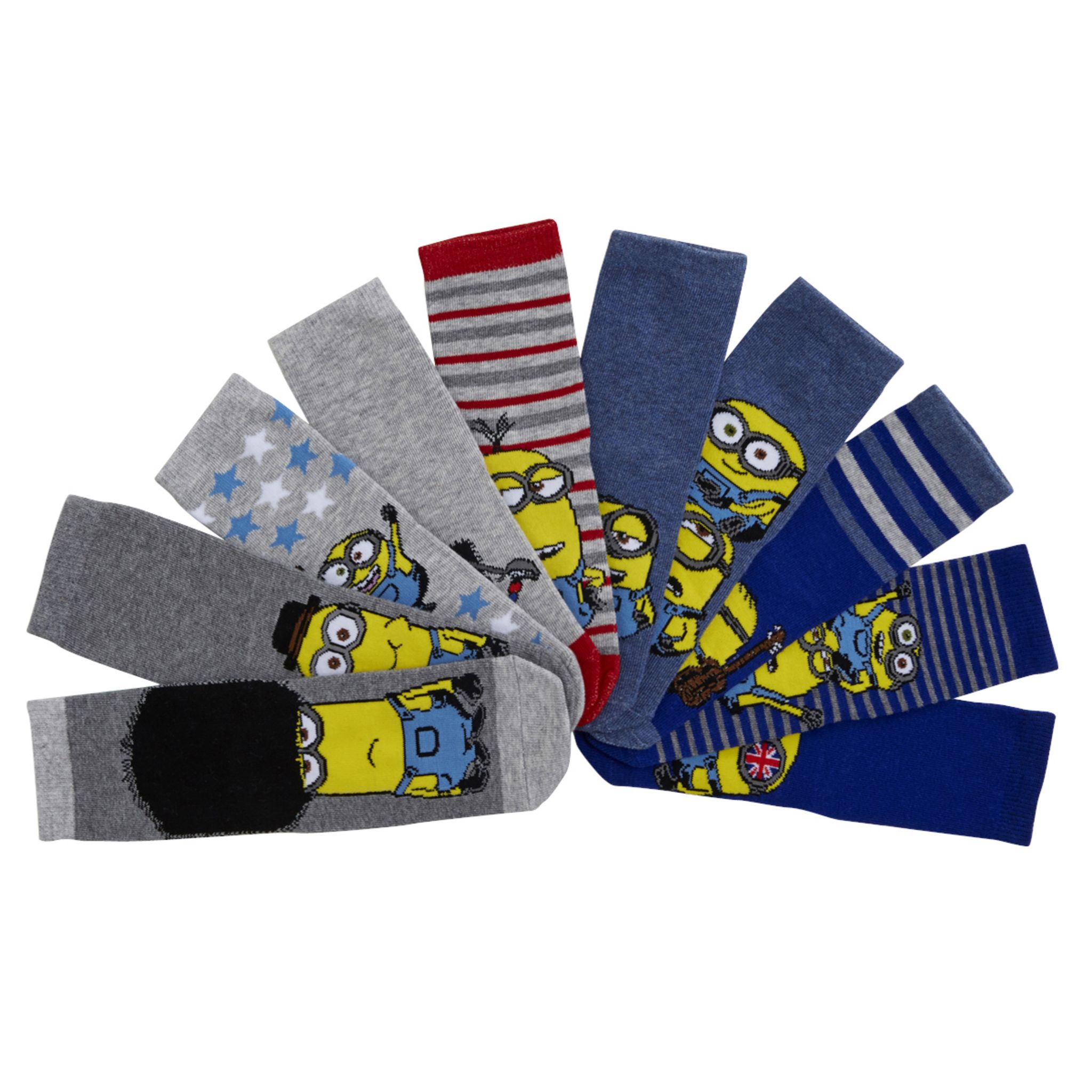 Pack 3 Chaussettes Minions Garçon - Gris, Bleu, Gris Foncé Motifs Minions
