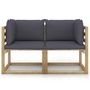 Voir la diapositive 3 : VIDAXL Canapes d'angle de jardin 2pcs et coussins Pin impregne de vert