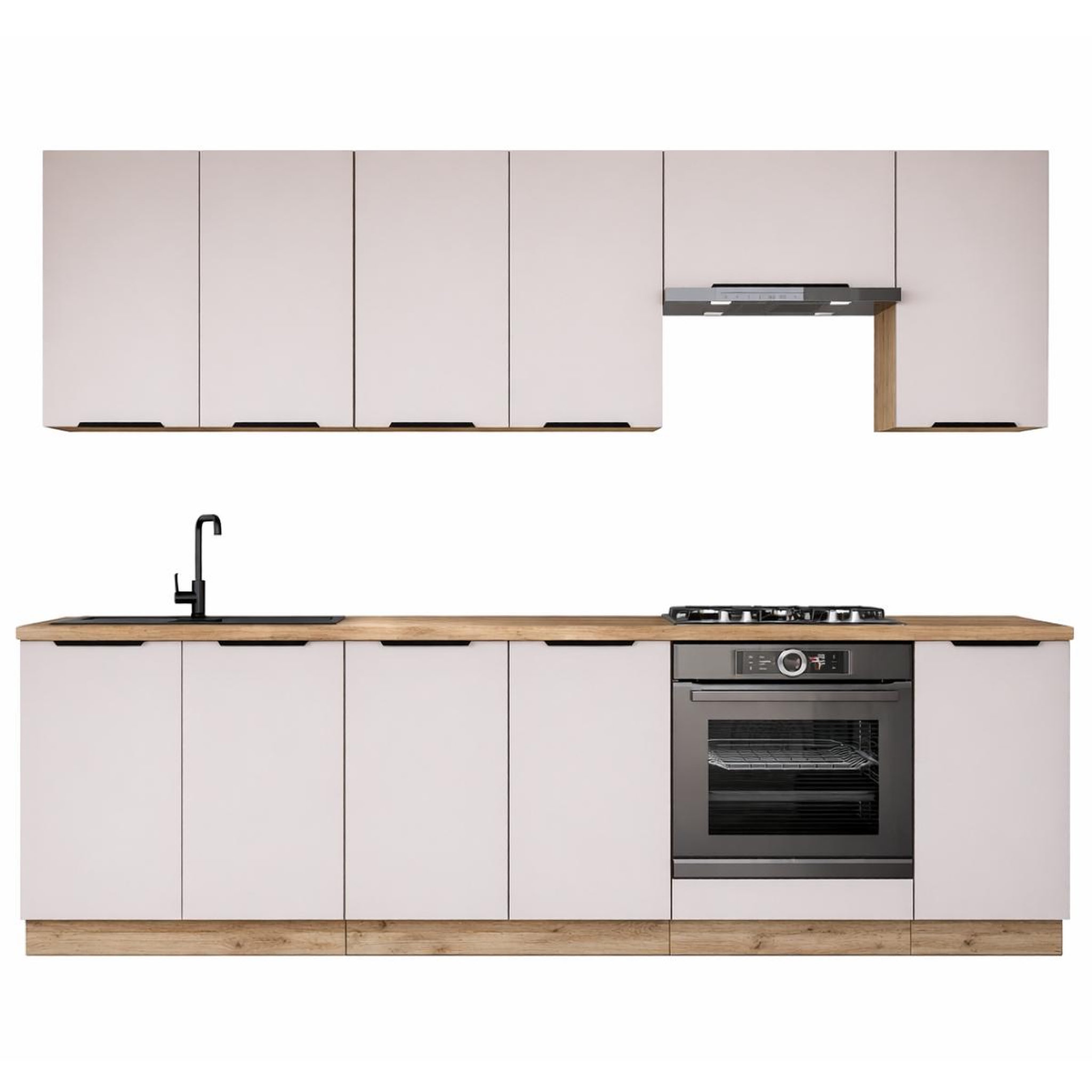 JLC KREATION Cuisine complète moderne beige et bois 260cm ELISA