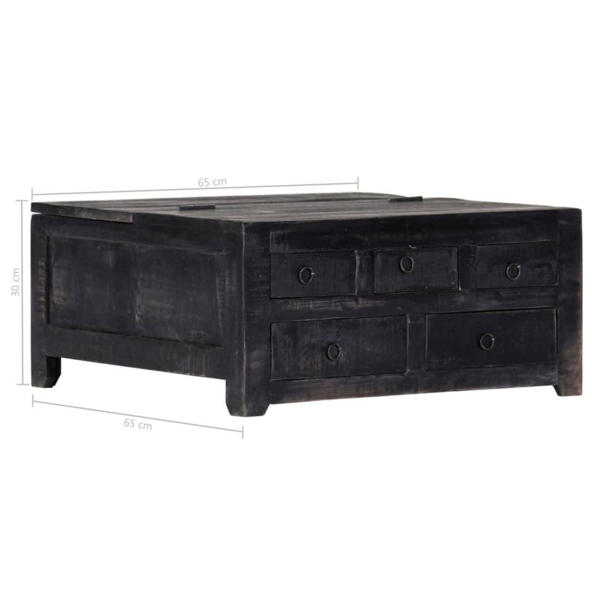 VIDAXL Table basse Noir 65x65x30 cm Bois de manguier massif
