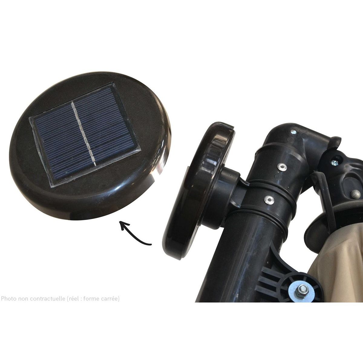 CONCEPT USINE Solenzara Bulle écru : parasol LED déporté 3x3m SOLENZARA