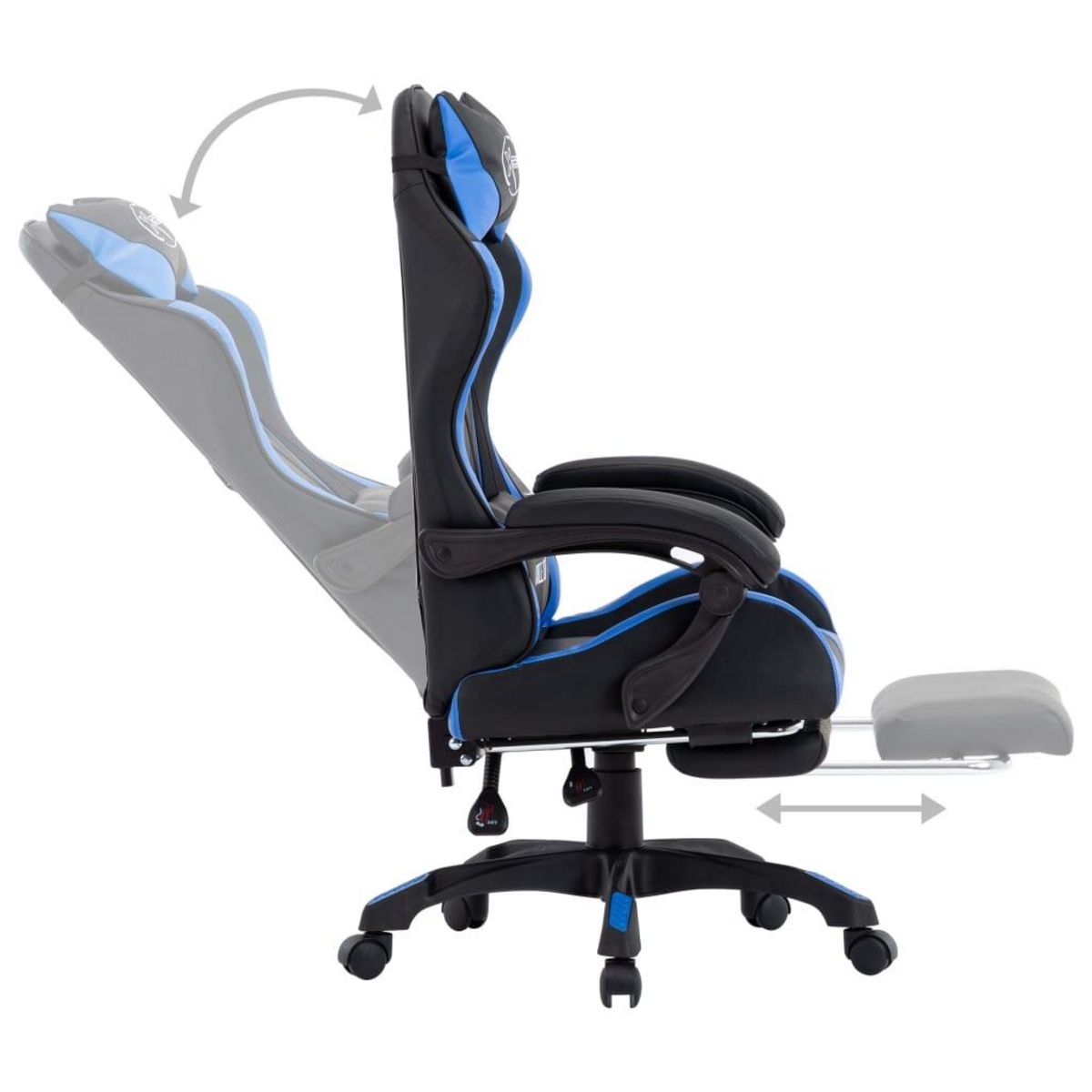 VIDAXL Fauteuil de jeux video avec repose-pied Bleu et noir Similicuir