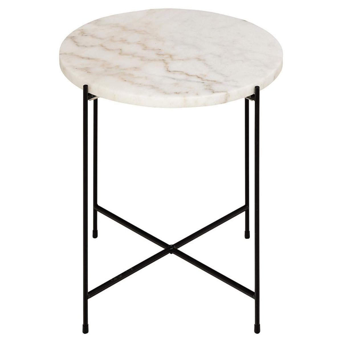 LISA DESIGN Ezaro - table basse ronde - 52 cm - plateau en marbre - pieds en acier