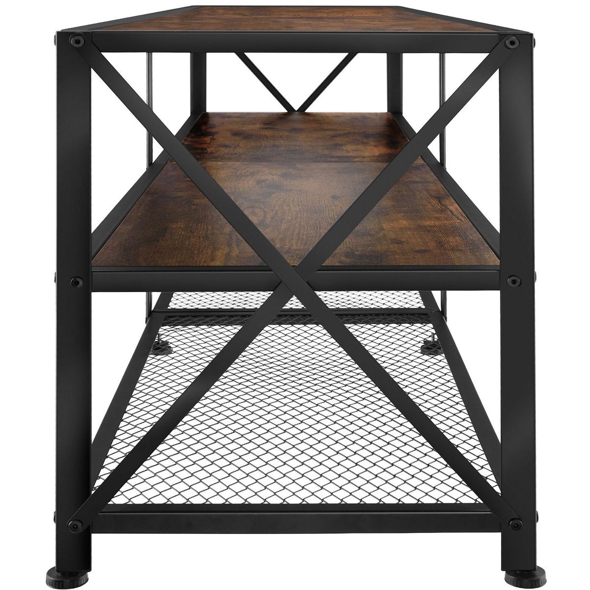 tectake Meuble TV Style industriel Bois foncé industriel, rustique