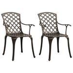 VIDAXL Chaises de jardin lot de 2 Aluminium coule Bronze
